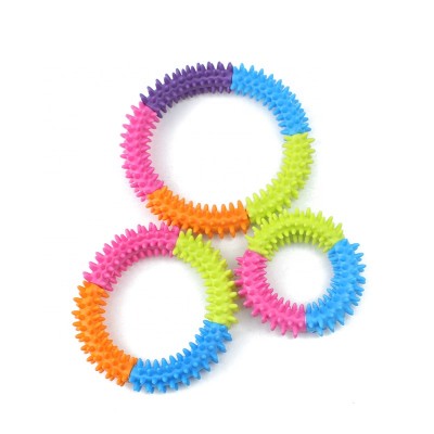 Durable Color Thorn Ring Rubber Ring Pet Toy Dog Chew Toy Squeaky Pet Puppy Dog Squeaky Chew Toys TPR Teething Cleaning Ring