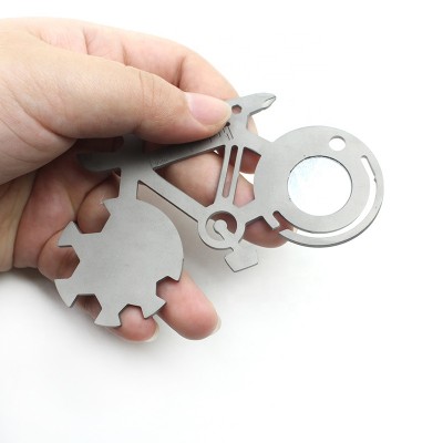 10 in 1 Pocket EDC Wine Opener Pocket Screwdriver Wrench Keychain Bicycle Shape Good Keychain Accessories Bicycle Tools